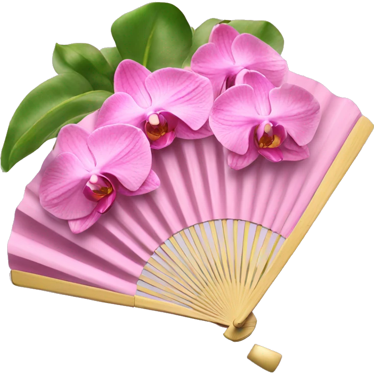 Pink venus hand fan with orchids emoji