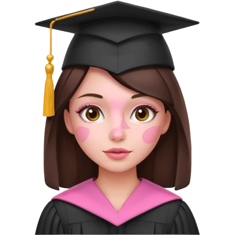 BRunette girl emoji with pink graduation cap emoji