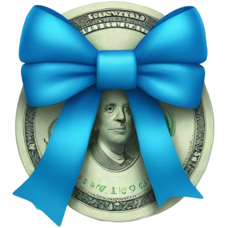 Money with a blue bow emoji