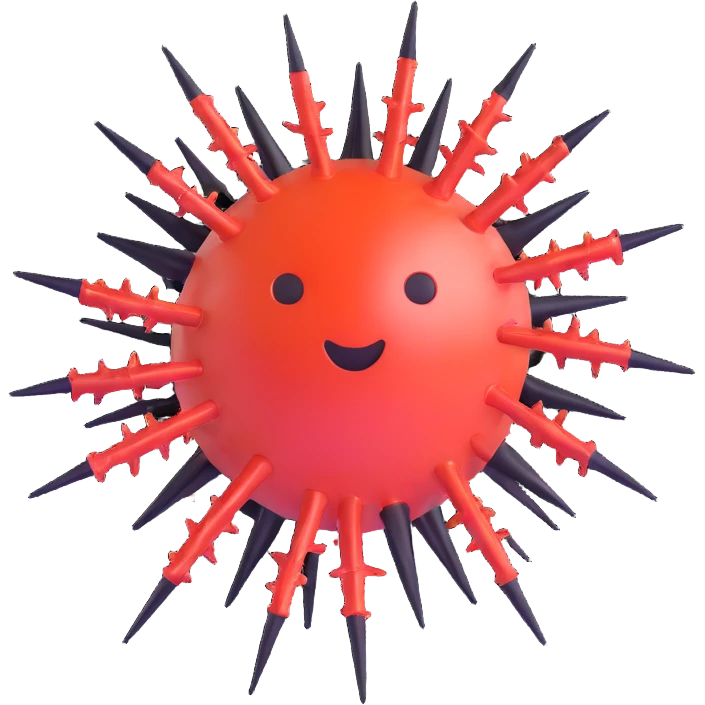 glossy virus with spikes similar to iOS emoji style emoji