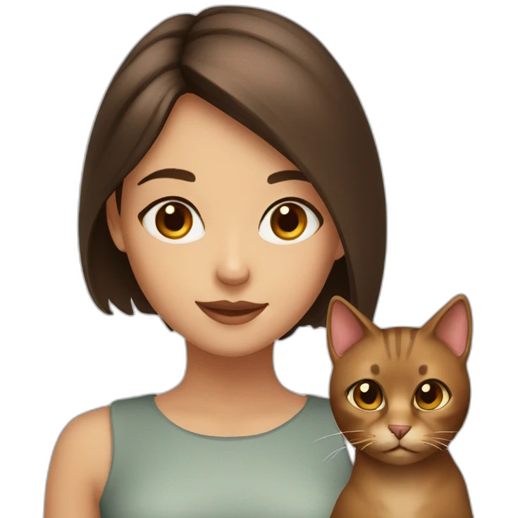 Girl with brown eyes and with brown cat emoji