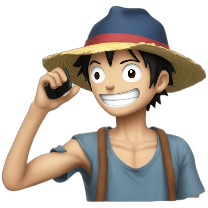 Luffy avec un telephone emoji