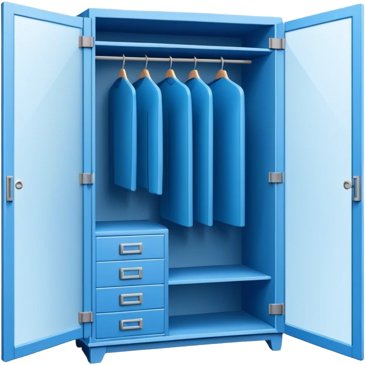 Icon for Furniture Design: a blueprint of a wardrobe without clothing inside, featuring a 3D installation with dimensions and a ruler or measuring tape. The icon should represent the detailed design and measurement process in furniture creation. Transparent background. emoji