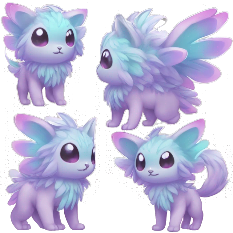 Shiny Shy Cool Colorful Pastel beautiful fantasy Kawaii Ethereal Sona Fakemon-animal Full Body emoji