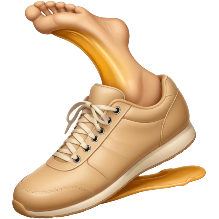 3D Apple-style emoji of a human foot wearing a sneaker, fully visible, stepping firmly on the ground, leaving a clear shoe print under the sole. Rounded, glossy, smooth, soft shadows, white background.



 emoji
