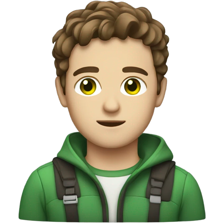 Young man with brown hair green eyes driving a boat emoji