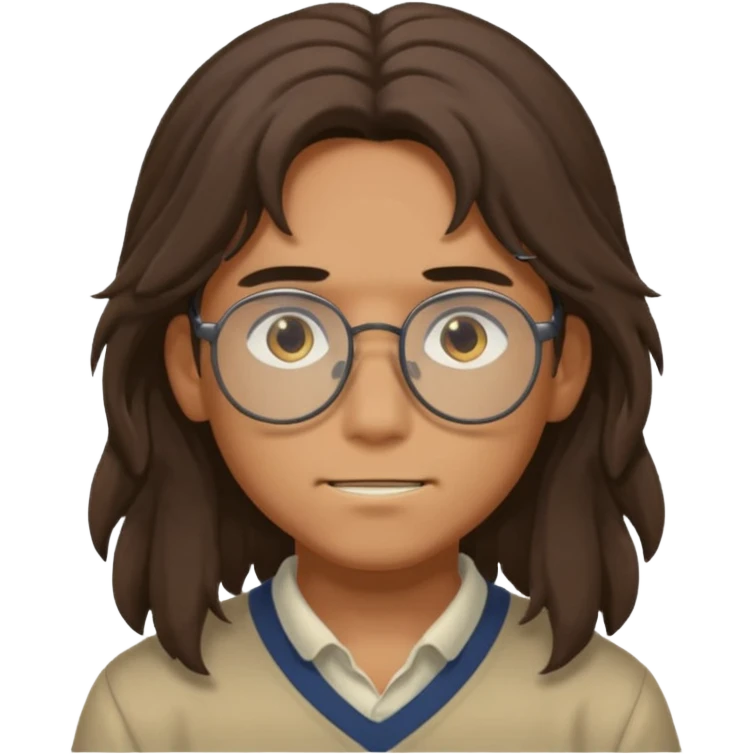 Studio ghibli boy lol with long hair and glasses emoji