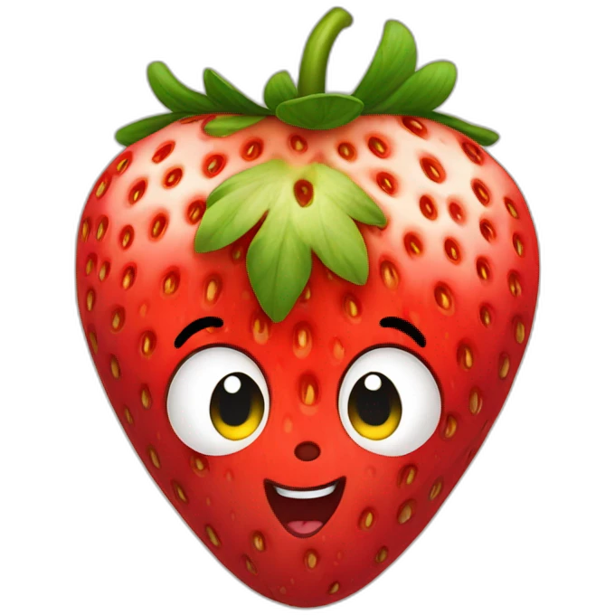 Strawberry with cute face emoji