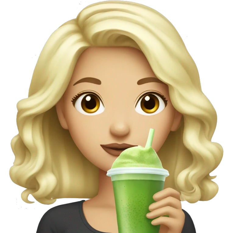 blonde girl with matcha bubble tea emoji