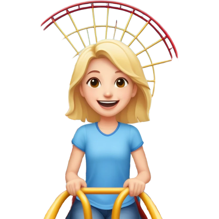 person excitedly going to an amusement park, with a roller coaster or ferris wheel in the background emoji