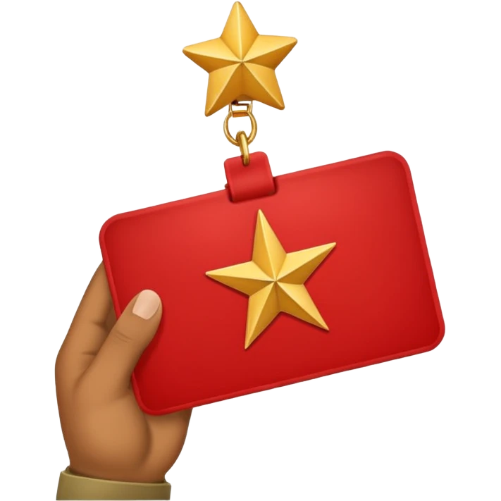 военный билет в руке крассный без человека, просто рука и в ней билет со звездой emoji