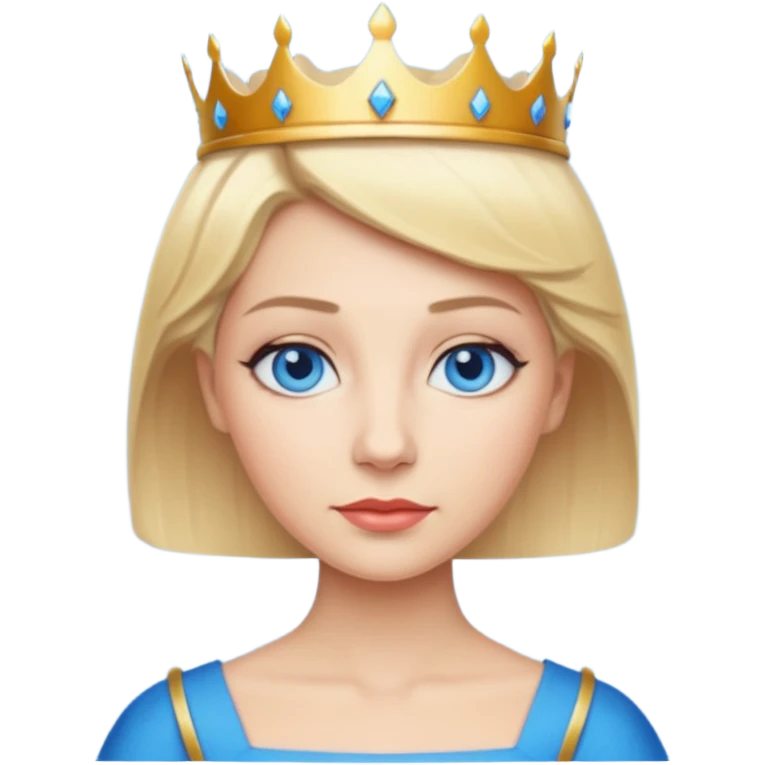 Queen with short blonde hair and blue eyes emoji