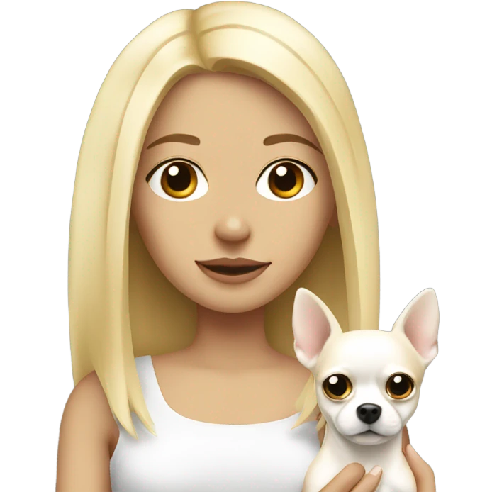 Blonde girl and white chihuahua emoji