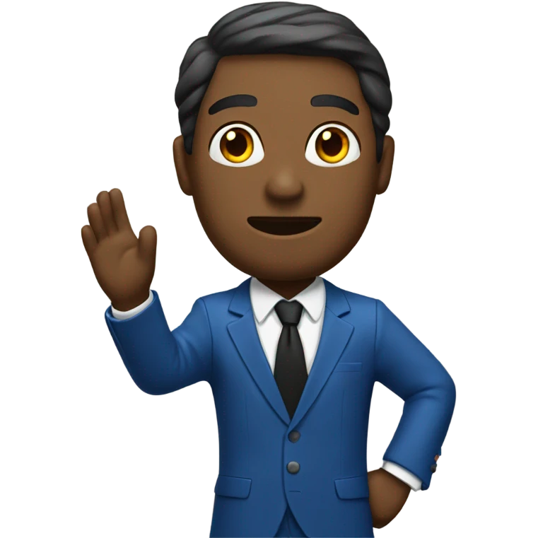Man with blue suit and black tie preaching  emoji