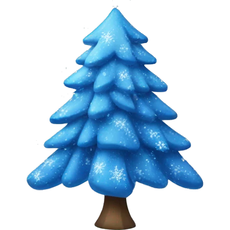 Blue Christmas tree with snowflakes emoji