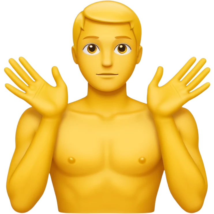 yellow hands in an X shape over the chest, minimal shading, simple and clear design emoji
