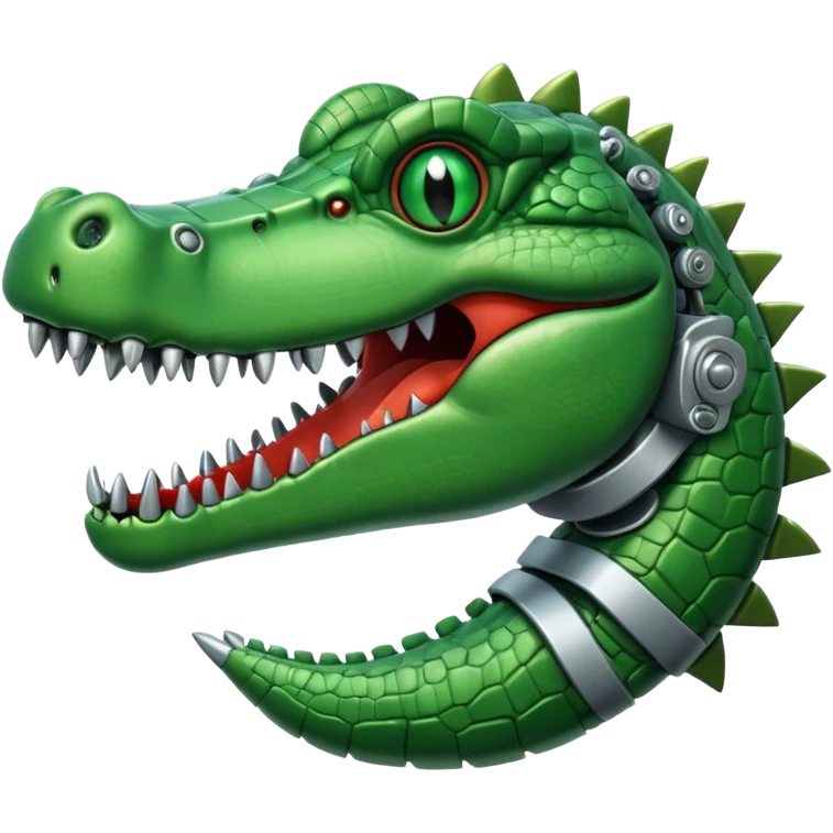 crocodile with a robot hand hanging out of mouth emoji