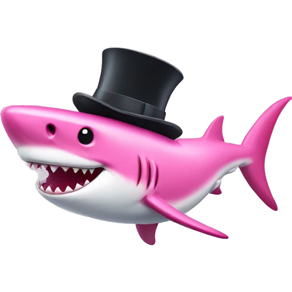 Pink Shark with a top hat  emoji