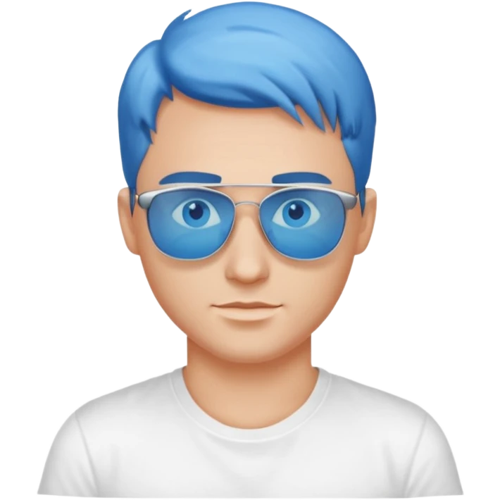 handsome man in sunglasses with blue eyes, wearing a white t-shirt emoji