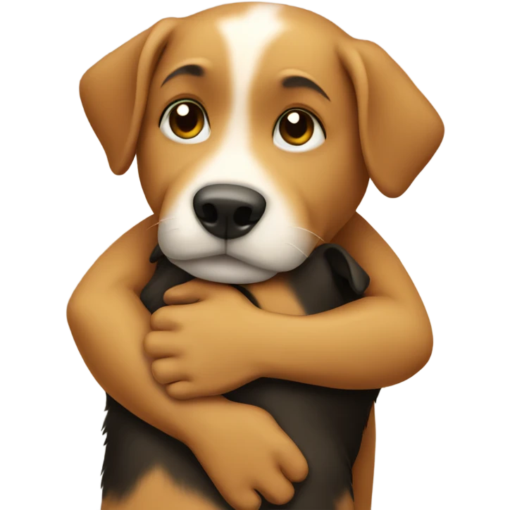 A dog hugging his friend  emoji