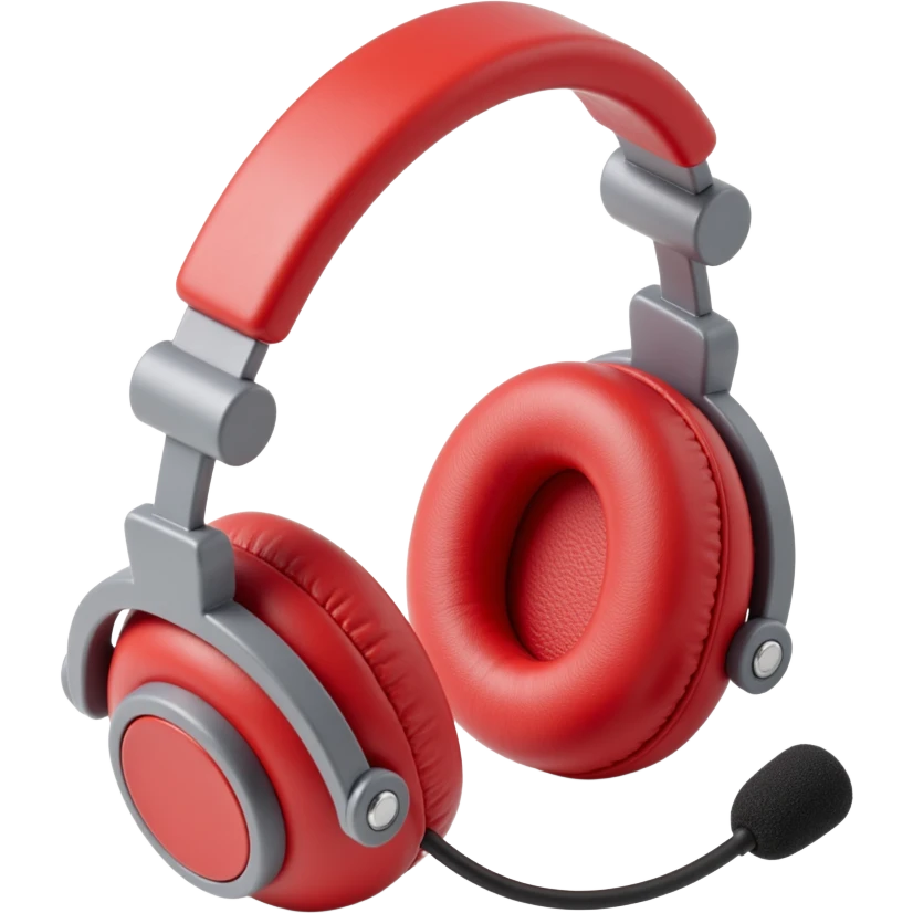front view of over the hear headphones with a mic emoji