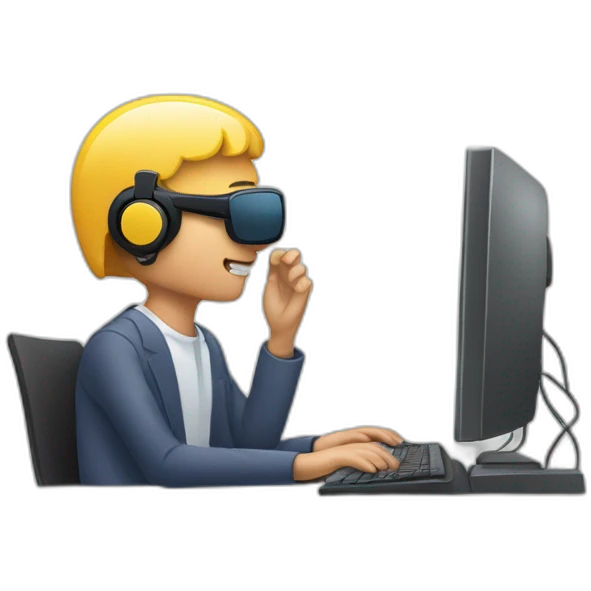 man at computer with a headsettelemarketing attendant emoji