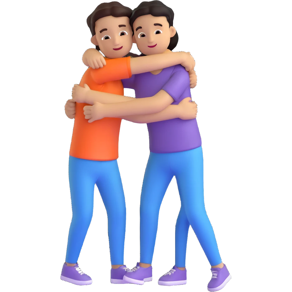two friends hugging emoji