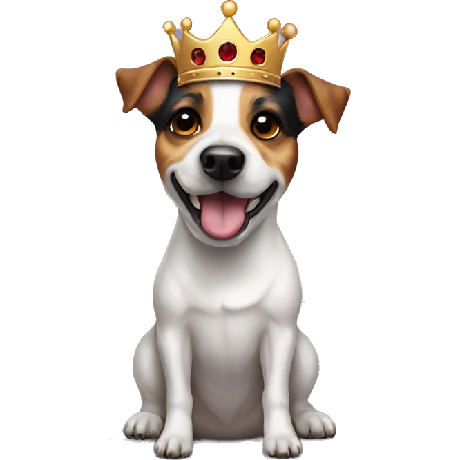 One eyed spot Jack Russell terrier with crown on  emoji