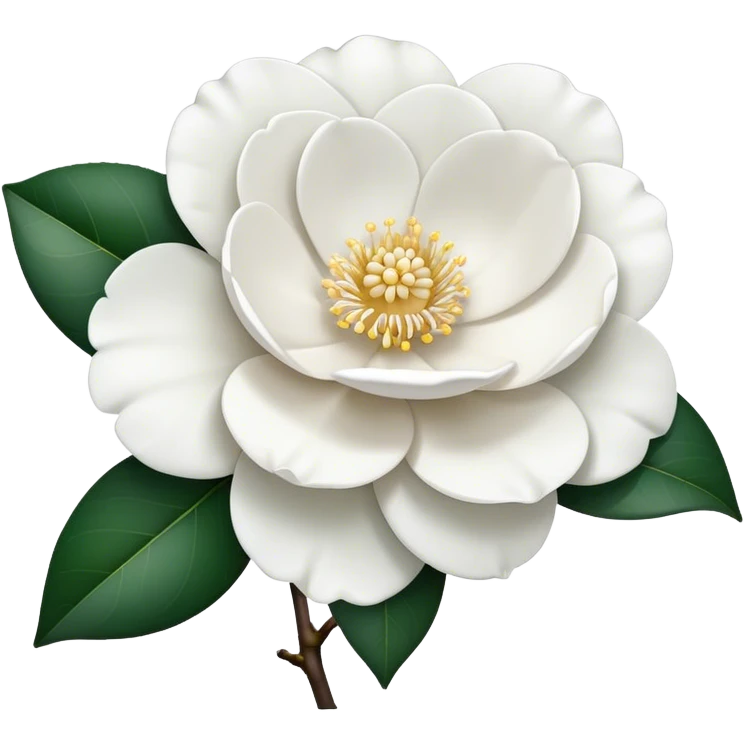 single White Camellia Japonica, straight stem emoji