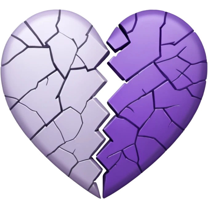 coração quebrado metade branco metade roxo emoji