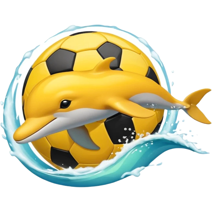 Yellow black dolphin cirkle wave soccerball emoji
