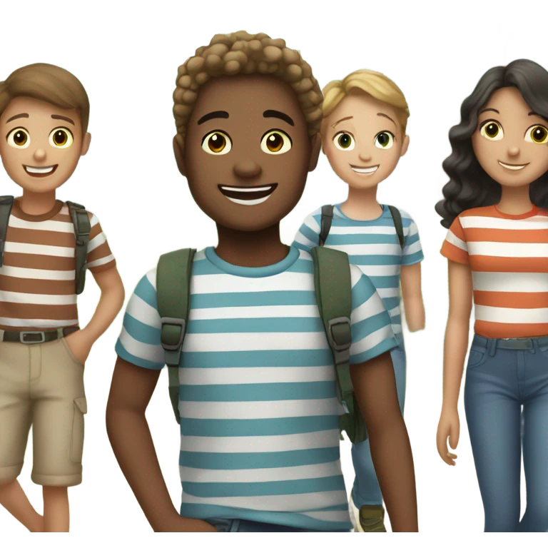boys smiling outdoors in stripes emoji
