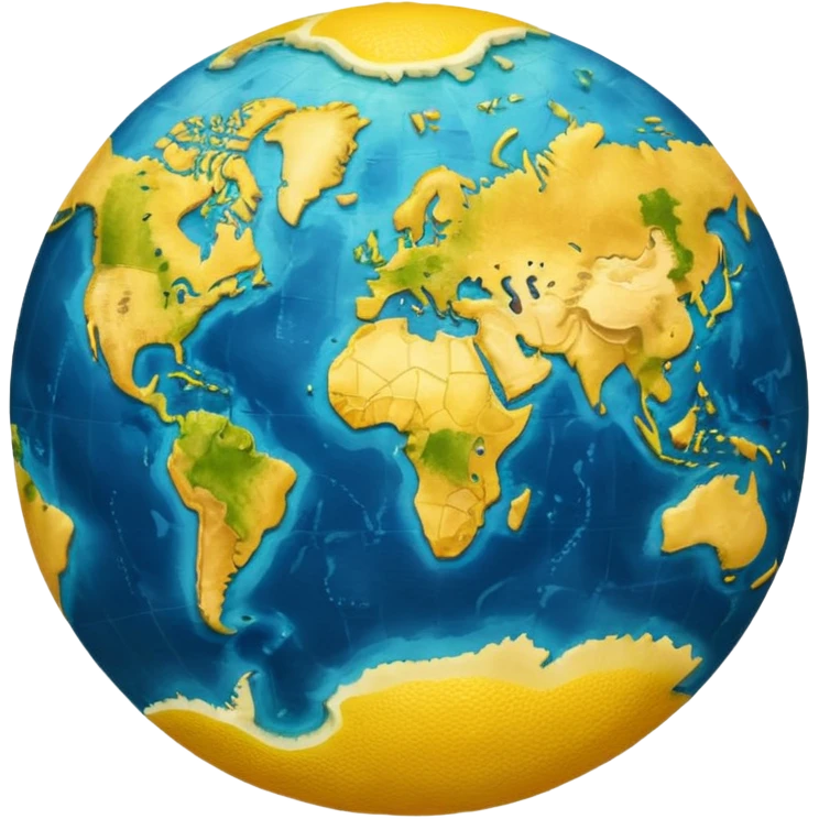 World Map in the shape of a lemon emoji