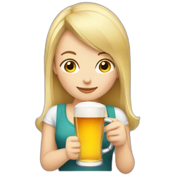 Blonde girl drinking beer emoji