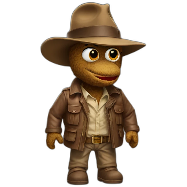indiana jones muppet with rose skin emoji