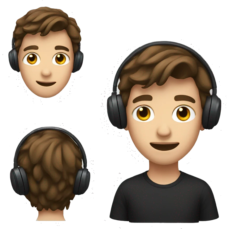 A BOY WITH BROWN HAIR AND A FAIR SKIN WEARING BLACK HEADPHONES emoji
