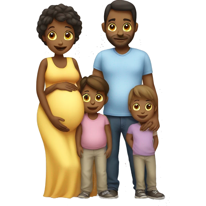 Pregnant women with partner and 3 kids emoji
