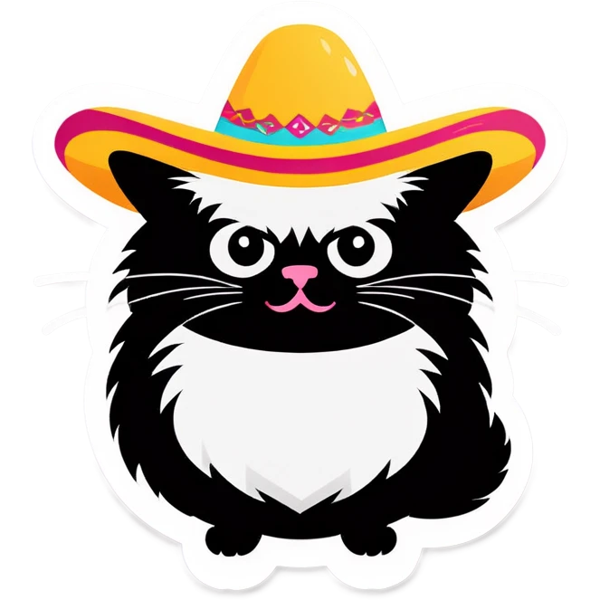 Gato gordo blanco usando un sombrero tejano  emoji