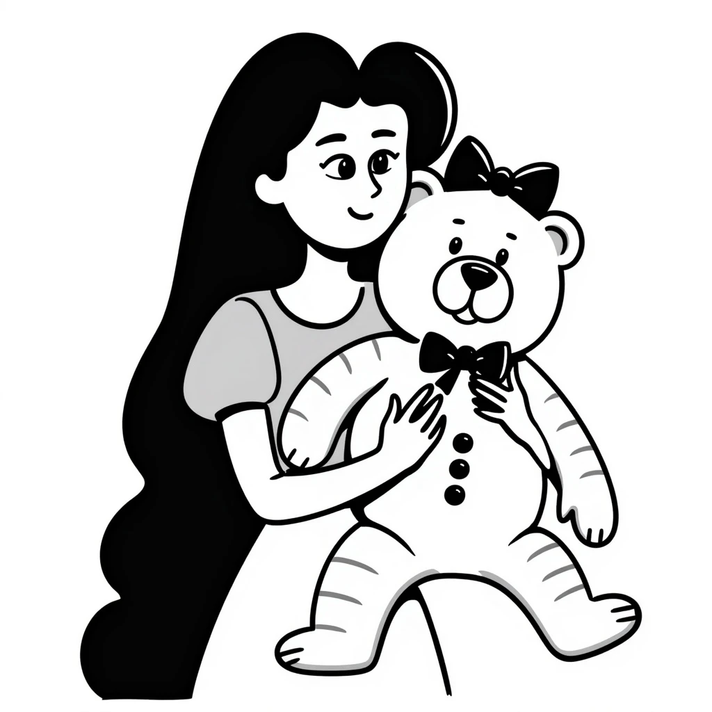 Rapunzel holding a teddy bear emoji