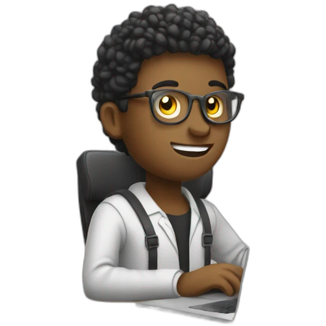 Freelance working on a laptop with crypto coin emoji
