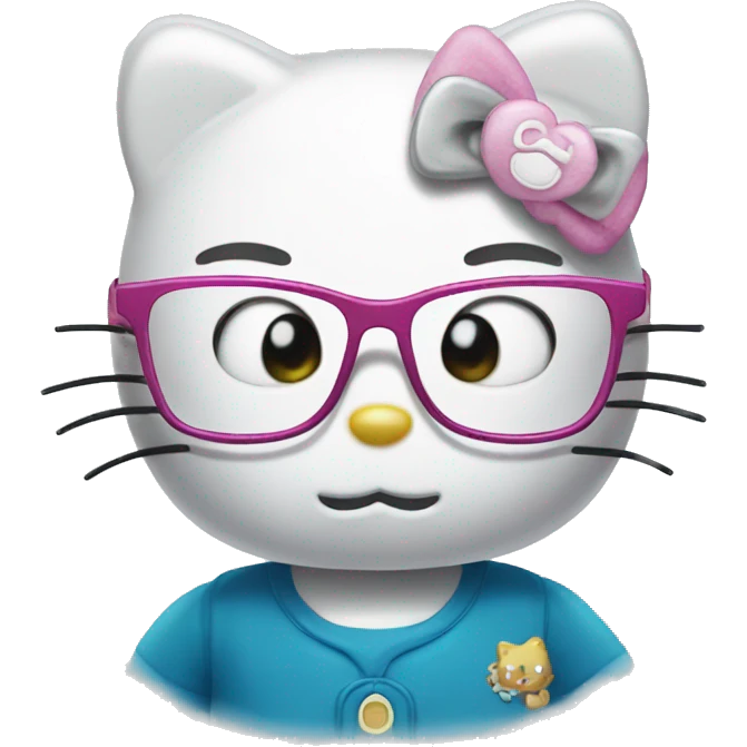 Hello kitty wearing eyeglasses  emoji