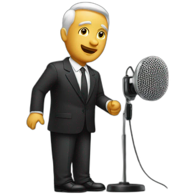rich man speaking to microphone emoji