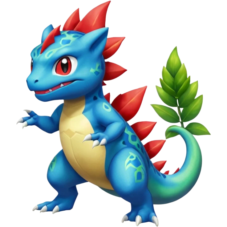 Shiny Aural Bulbasaur-Charmeleon-Inteleon-Sceptile-Greninja-Fakémon-fusion (full body) emoji