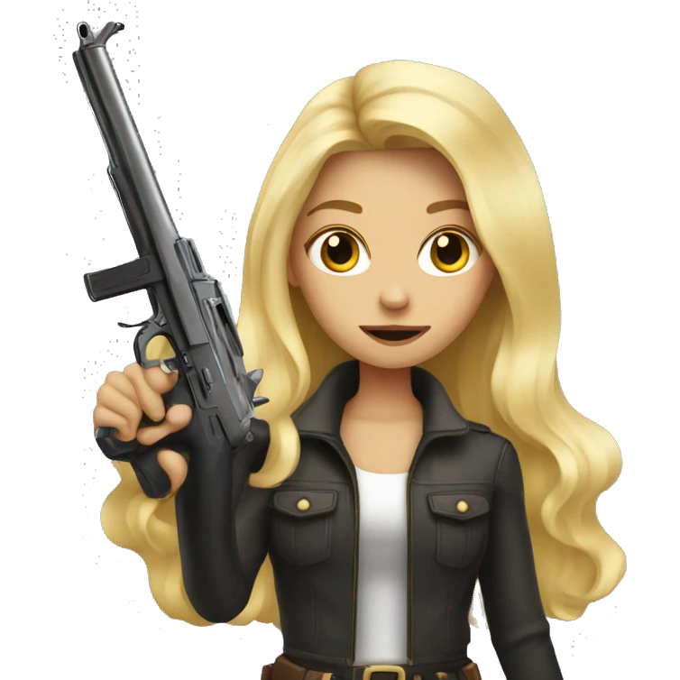 blonde girl with long hair with a gun emoji