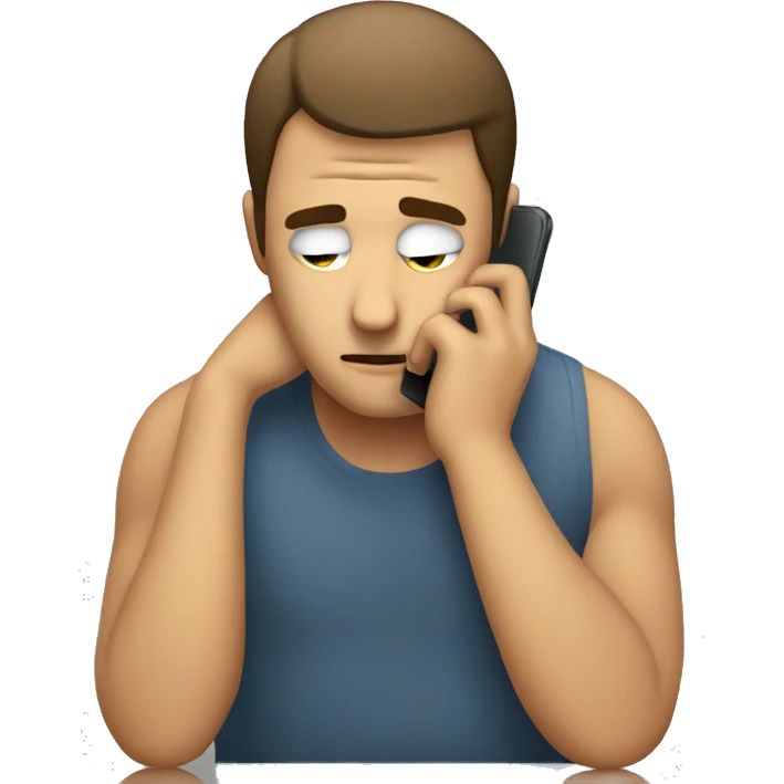 Depressed Guy Watching phone emoji