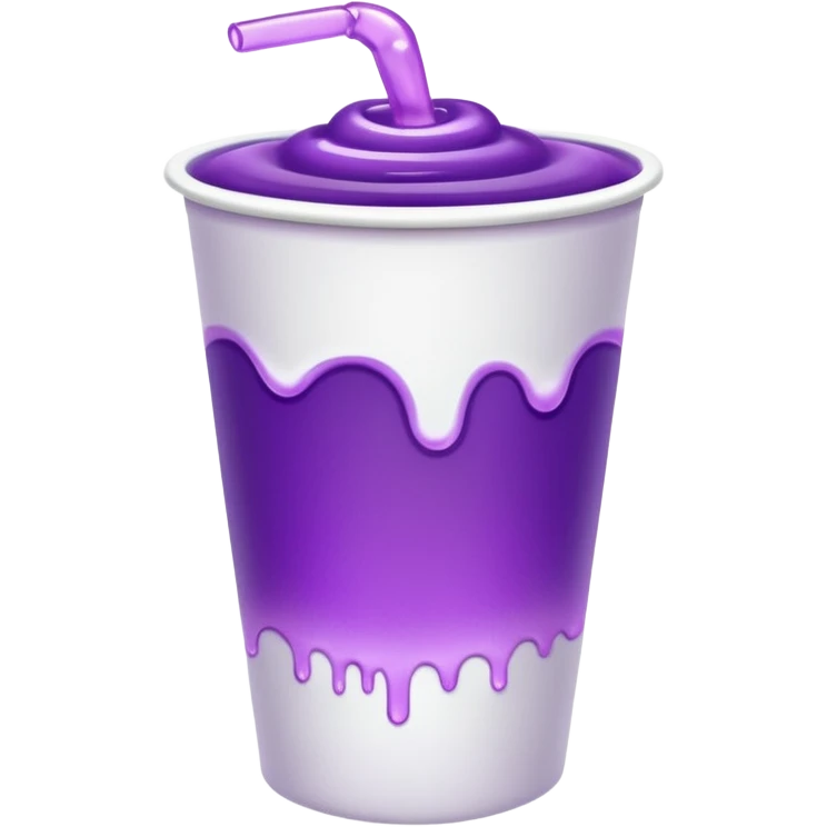 White solid paper cup filled with purple drank emoji