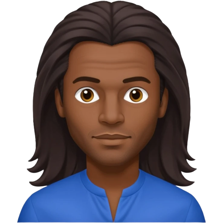 Fabrice Morvan, French Singer (b.1966) with dark skin, long brown hair, blue outfit emoji
