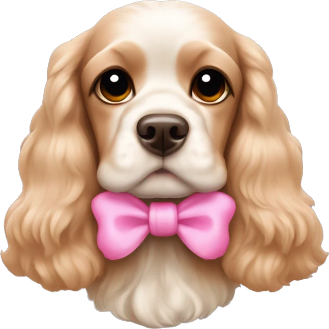 American Cocker Spaniel with pink bows on its ears emoji