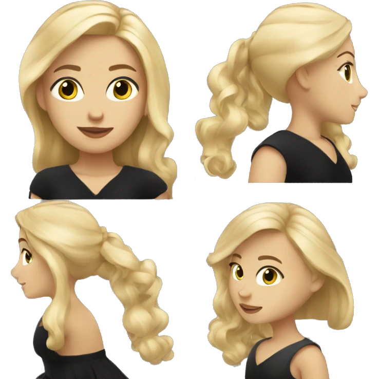 elegant girl with blonde hair in black dress emoji