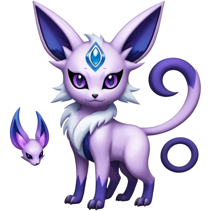 Shiny Exotic Badass Mystical Mysterious Gothic Espeon-Absol-Pokémon-Fakémon-hybrid-creature (full body) emoji
